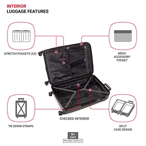 SwissGear 7272 Energie Expandable Hardside Trunk Luggage with Spinner Wheels and TSA Lock, Black, 2-Piece Trunk Set (19/29) - color: Black, size: 2-Piece Trunk Set (19/29)