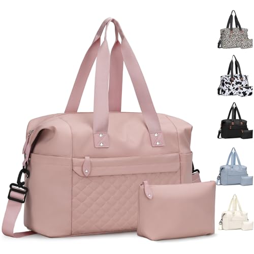 Pritent Travel Duffle Bag, Weekender Overnight Personal Item Carry On Bag - color: Pink, size: Medium