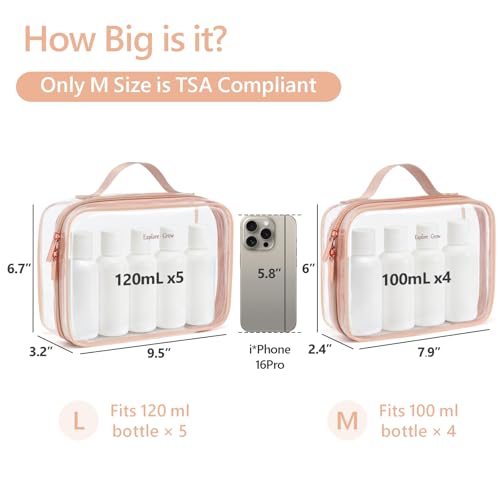 PACKISM Clear Makeup Bag Travel - TSA Approved Toiletry Bag, 2 Rose Pink - color: 01 Elegant Rose Pink, size: Full Vacation (Mixed Sizes)
