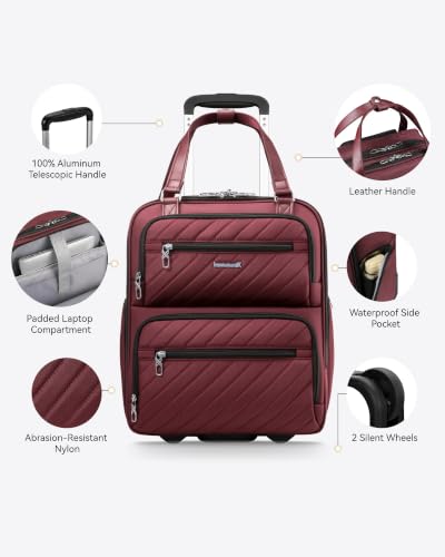 LUGGEX Underseat Carry On Bag, Dark Scarlet, 16" - color: Dark Scarlet, size: Underseat 16 inch