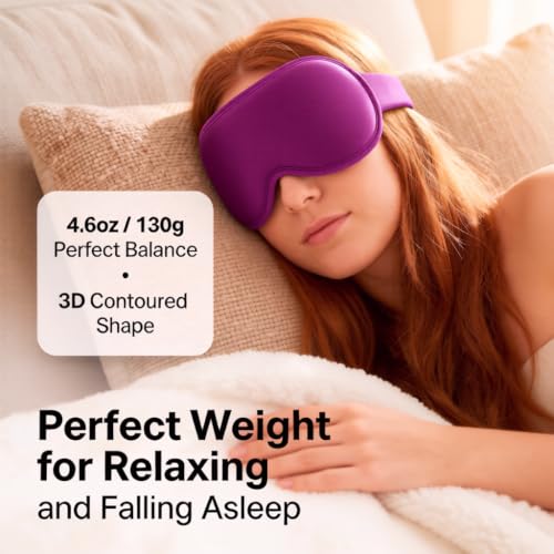 Weighted Cooling Sleep Mask, 6oz 3D Blackout Eye Mask for Sleeping, Contoured Gel Eye Mask, Adjustable Strap, Eyelash Friendly Sleep Mask, Naps, Travel, Purple - color: Purple
