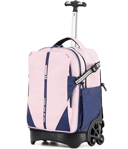 NEW TILAMI 18 Inch Expandable Rolling Backpack Stair-Climbing for School - color: Pink