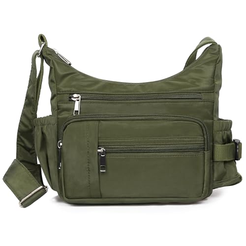 VOLGANIK ROCK RFID Anti Thief Crossbody Bag for Women Waterproof Shoulder Bag Messenger Bag Casual Nylon Purse Handbag - color: Army Green