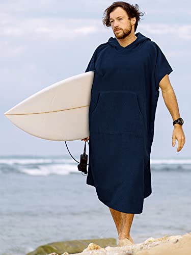 SUN CUBE Surf Poncho Changing Robe with Hood, Wetsuit Changing Hooded Towel - color: Navy