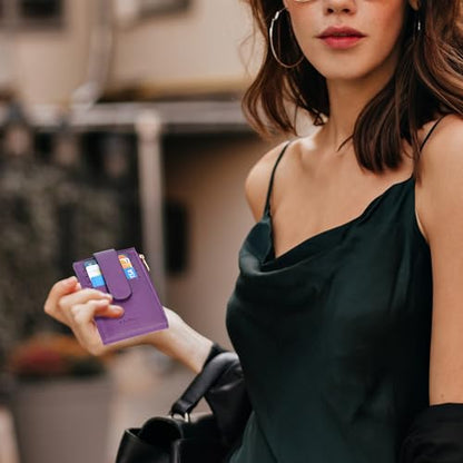 Chelmon Women's RFID Slim Card Holder Wallet - color: Purple Deep