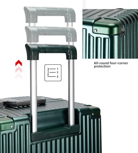 feilario Super Large Aluminum Frame Checked Zipperless Luggage - color: A4-Forest green, size: 30in