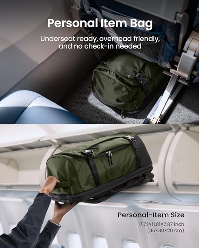 tomtoc Travel Backpack 28L,TSA Personal Item Bag Flight Approved,PFAS Free - color: Green-ripstop, size: 28L