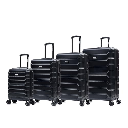 InUSA TREND Luggage with Spinner Wheels | Durable Lightweight Hardside Suitcase, Travel Sets with Handle and Trolley | (20in, 24in, 28in, 32in) 4 Piece Set | Black - color: Black, size: 4-Piece Set (Carry-on, Medium, Large, Extra-Large)