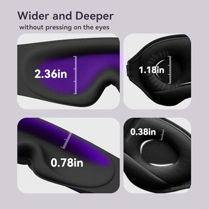 Sleep Mask for Men Women - Eye Masks for Sleep, 100% Blackout Eye Covers for Sleeping, Eye Mask for Lash Extensions, 3D Zero Eye Pressure Travel Eye Mask Blindfold for Side Sleeper