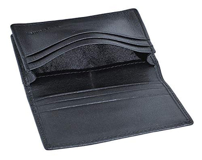Easyoulife RFID Mens Slim Front Pocket Wallet Genuine Leather Bifold ID/Credit Card Holder - color: Black