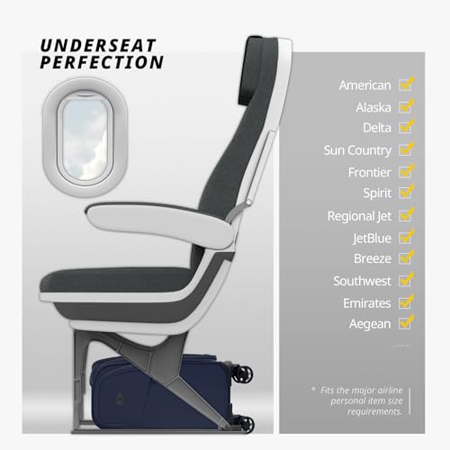 Verage Underseat Carry On Luggage with Wheels,14-Inch,Navy - color: Navy, size: 14-Inch Compact Underseat