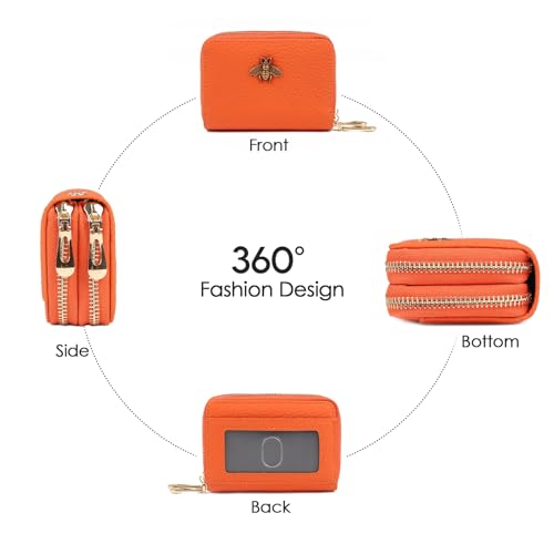 imeetu RFID Credit Card Holder, Small Card Wallet Women, Leather Card Case - color: Max - Orange, size: Max