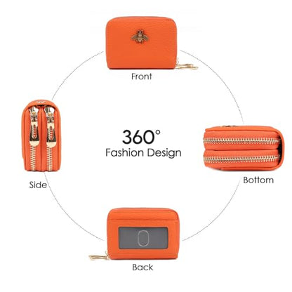 imeetu RFID Credit Card Holder, Small Card Wallet Women, Leather Card Case - color: Max - Orange, size: Max