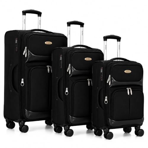 IZOD Ocean 3 Piece Softside Luggage Set with Spinner Wheels - color: Black