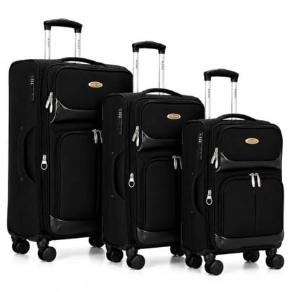 IZOD Ocean 3 Piece Softside Luggage Set with Spinner Wheels - color: Black