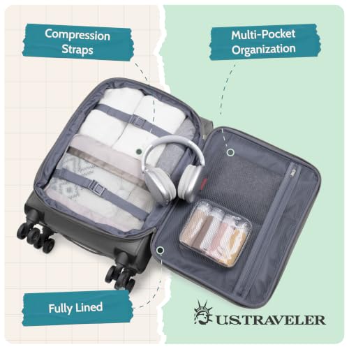 U.S. Traveler Rio Lightweight Softside Rolling Carry-on Suitcase, 4-Wheel Single, Light Gray - color: Light Gray, size: 22"