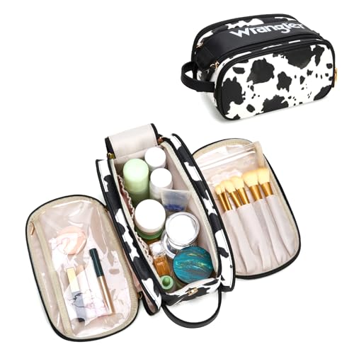 Wrangler Large Makeup Bag Travel Toiletry Bag Portable Cosmetic Bag - color: Cow-Black