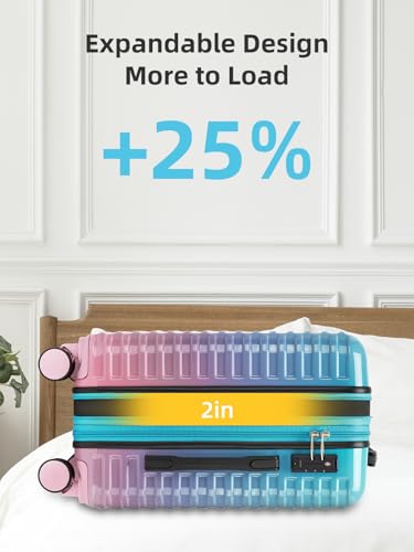 LARVENDER Expandable Carry on Luggage Suitcase with Wheels, Cotton Candy - color: Cotton Candy, size: 3 Piece Set (20/DB/TB)