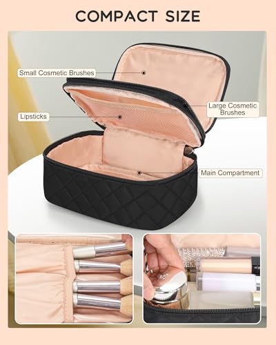Relavel 작은 메이크업 가방, 여성용 귀여운 메이크업 파우치, 블랙 - color: 01-블랙, size: 소형