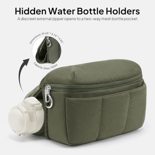 TOPEAST Waist Pack 3.5L Fanny Packs with Water Bottle Holder - color: Dark Green