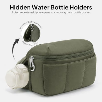 TOPEAST Waist Pack 3.5L Fanny Packs with Water Bottle Holder - color: Dark Green