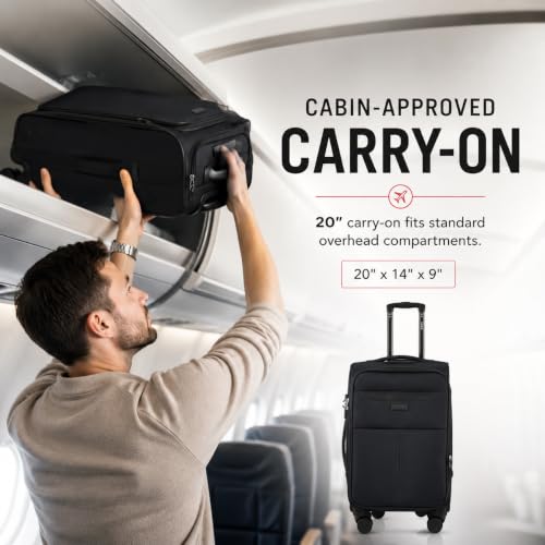 IZOD Liam Softside Luggage Set with Spinner Wheels – 3-Piece (Black) - color: Black