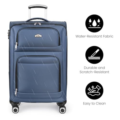 Softside Suitcase Sets 2 Piece(20/30in) w/Front Open Pocket | Softside Suitcase w/Spinner Wheels,Combination LOCK,Expandable,Waterproof,Scratch-Resistant,Luggage Sets(20/30in,Blue) - color: Blue, size: 2-Piece Set (20"/30'')