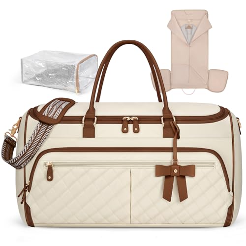 RAINSMORE Garment Bags for Travel Women with Shoe Bag & Wet Pocket - color: BeigeBrown