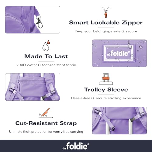 The Foldie Packable Backpack for Travel 32L - Lightweight Foldable Backpacks with Trolly Sleeve & RFID Protection - Water-repellent Casual Daypack Backpacks for Hiking, Camping & Gym - Lilac - color: Lilac