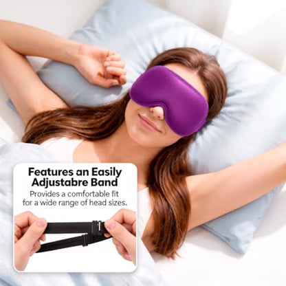 Weighted Cooling Sleep Mask, 6oz 3D Blackout Eye Mask for Sleeping, Contoured Gel Eye Mask, Adjustable Strap, Eyelash Friendly Sleep Mask, Naps, Travel, Purple - color: Purple