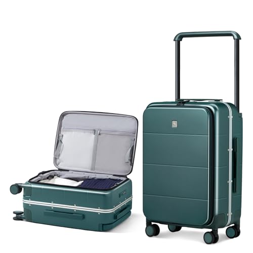Hanke Top Opening 24 Inch Checked Luggage, Aluminum Frame Medium Suitcase - color: Blackish Green, size: 24 Inch