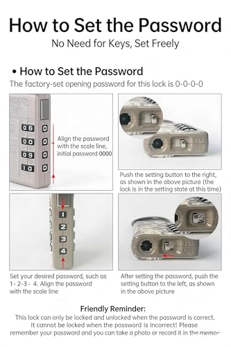 TSA Approved Cable Luggage Locks, Re-settable Combination with Alloy Body, Resettable 4-Digit Combination Padlock,Gym Locks,Toolbox Lock (1, Camouflage) (1, Camouflage)