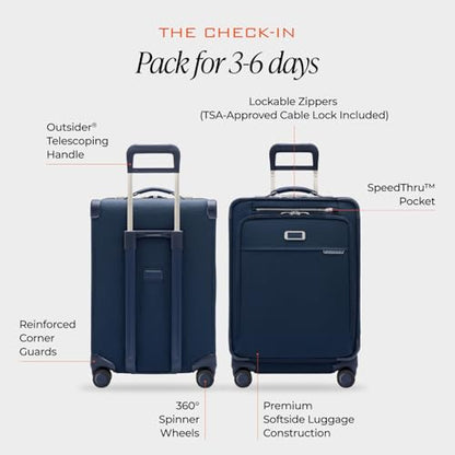 Briggs & Riley Baseline Compact Checked 24 Inch Softside Luggage, Navy - color: Navy, size: 24" Checked