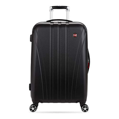 SwissGear 7585 Hardside Expandable Luggage with Spinner Wheels, Black, Checked-Medium 23-Inch - color: Black, size: Checked-Medium 23-Inch