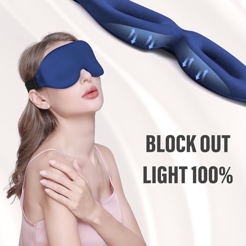 YIVIEW Sleep Mask for Side Sleeper, Light Blocking Zero Pressure Blindfold - color: Blue
