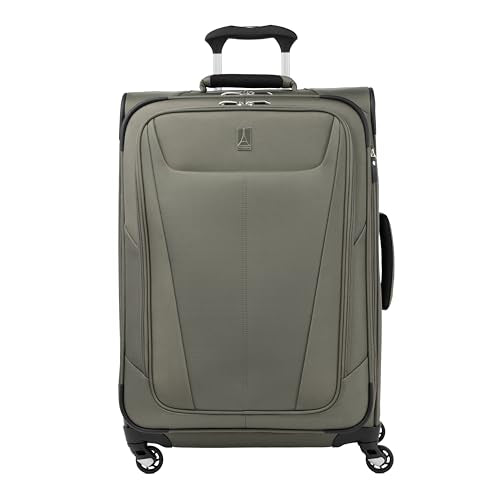 Travelpro Maxlite 5 Softside Checked Luggage Spinner, Green, 25-Inch - color: Slate Green, size: Checked-Medium 25-Inch