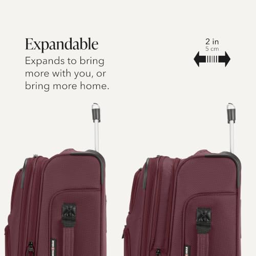 SwissGear Sion Softside Expandable Spinner Luggage Durable Lightweight Travel Suitcase, Merlot, 2-Piece Set (Carry-On/Backpack) - color: Merlot, size: 2-Piece Set (Carry-On/Backpack)
