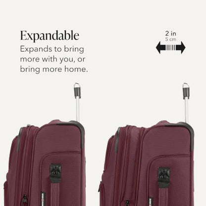 SwissGear Sion Softside Expandable Spinner Luggage Durable Lightweight Travel Suitcase, Merlot, 2-Piece Set (Carry-On/Backpack) - color: Merlot, size: 2-Piece Set (Carry-On/Backpack)