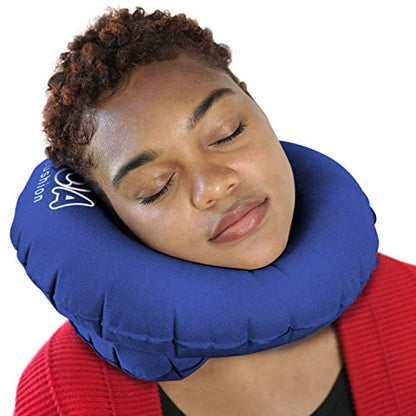 Travel Pillow Inflatable Pain Relief Flight Cushion Relax Blue for Adults and Kids (Blue) - color: Blue