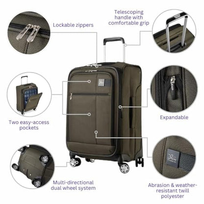 Skyway Sigma 7.0 Softside Expandable Spinner Suitcase with Wheels, Carry-on Luggage, Pine, 20-inch - color: Pine, size: Carry-on 20-Inch