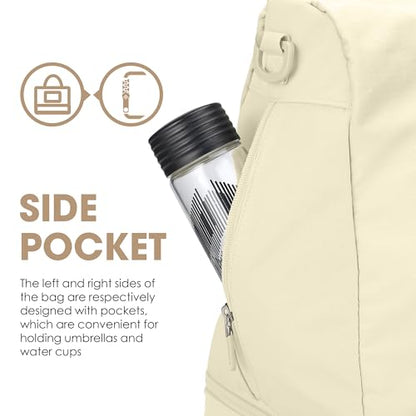 Women's Weekender bag Travel Duffel Bag with Shoe Compartment 21-inch Airline-Approved Carry-On, 2-Piece Overnight Bag Set Personal Item Luggage - color: SR -1-beige