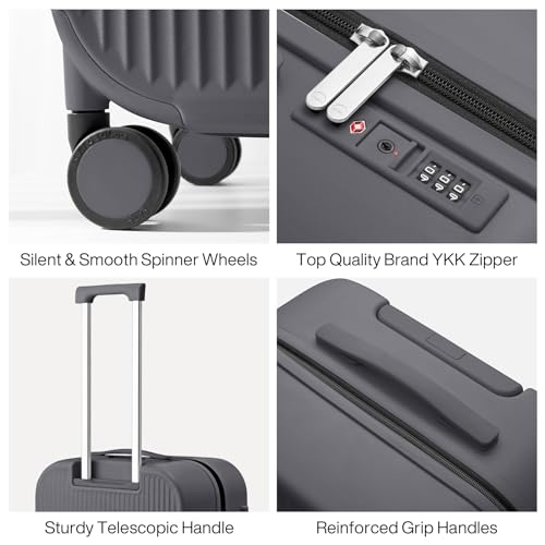 mixi 26 Inch Large Checked Luggage PC Hardshell Suitcases with Wheels for Travel Woman Men, Rock Gray - color: Rock Gray TSA2, size: 26-inch