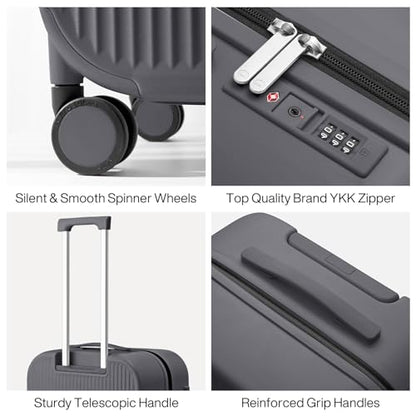 mixi 24 Inch Checked Luggage PC Hardshell Suitcases with Wheels for Travel Woman Men, Rock Gray - color: Rock Gray TSA2, size: 24-inch