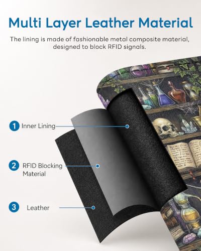 RFID Passport Holder with Tracker Slot, Leather Travel Wallet - color: Skeleton