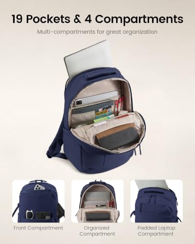 LOVEVOOK Laptop Backpack Women with Tumbler Holder, Work Travel Backpack - color: Dark Blue, size: 15.6 Inch