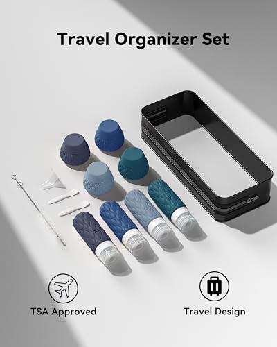 Travel Bottles for Toiletries Silicone Travel Size Containers 3.4oz 1.7oz - color: Quiet Slate