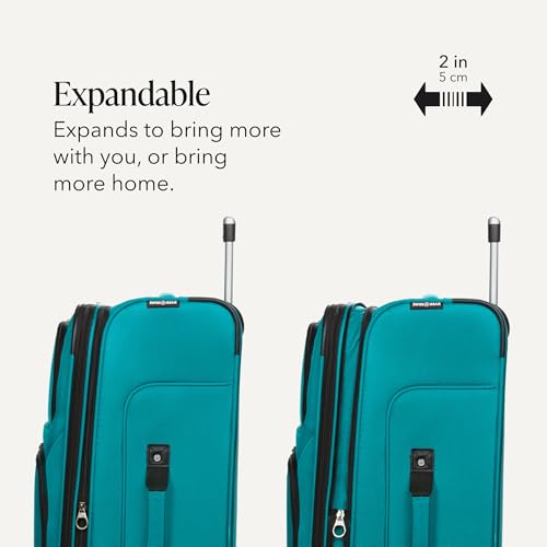 SwissGear Sion Softside Expandable Luggage – Large Checked Suitcase with 360 Degree Wheels & Retractable Handle – 29 Inch, Perfect for 7-9 Night Trips – Teal - color: Teal, size: Checked-Large 29-Inch