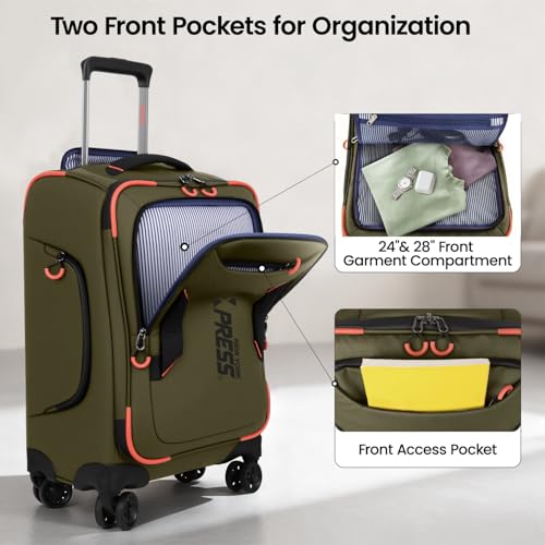 2-Piece Set(22/26in) Softside Luggage Sets w/Spinner Wheels - color: Green, size: 2-Piece Set (22"/26'')