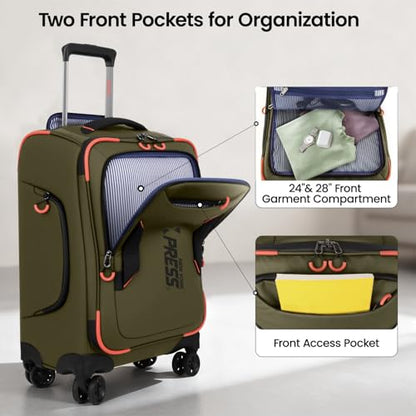 2-Piece Set(22/26in) Softside Luggage Sets w/Spinner Wheels - color: Green, size: 2-Piece Set (22"/26'')