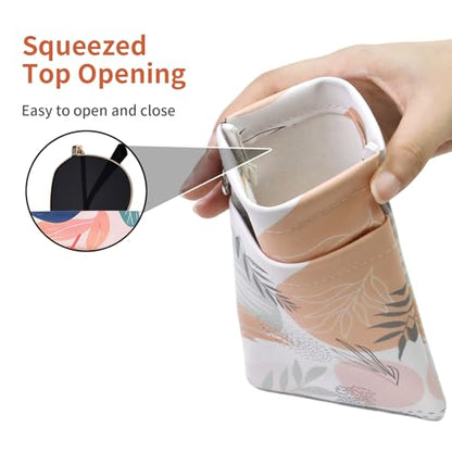 Double Eyeglass Case Soft Dual Glasses Case for Women Men Travel Squeeze Top Sunglasses Cases Eyeglasses Pouch - color: Pink+white Leaf